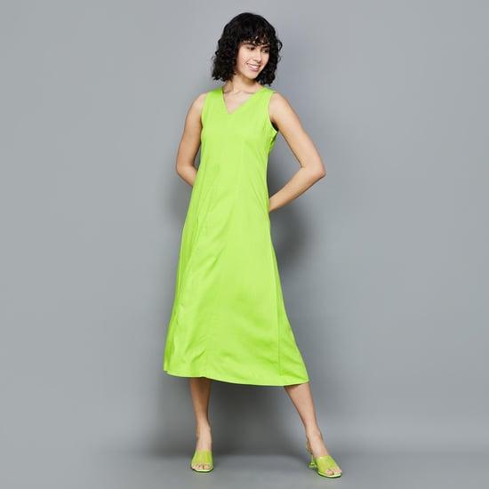 and women solid a-line dress