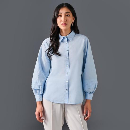 and women solid casual shirt