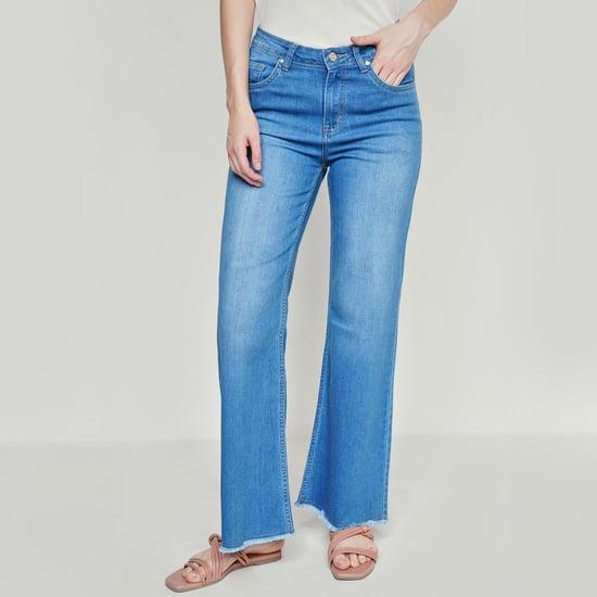 and women solid flared jeans