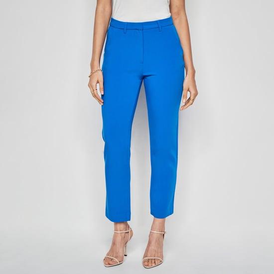 and women solid slim fit pants