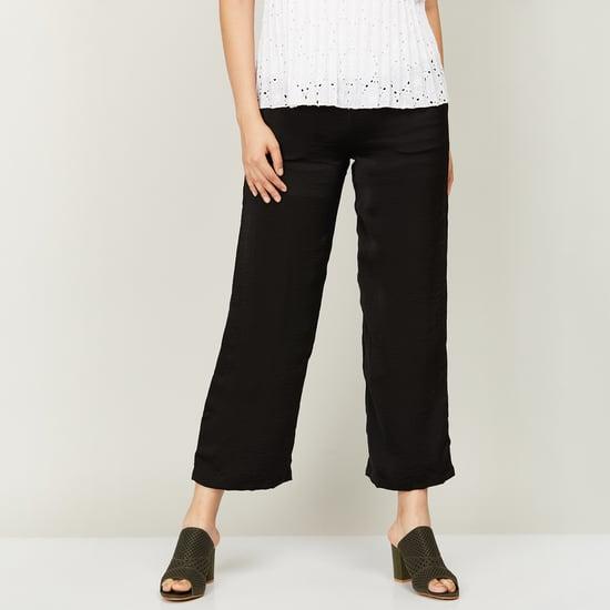 and women solid woven pants