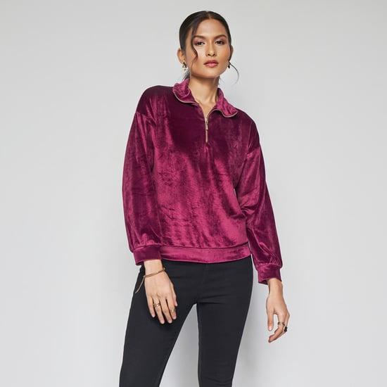 and women velvet drop-shoulder sweatshirt