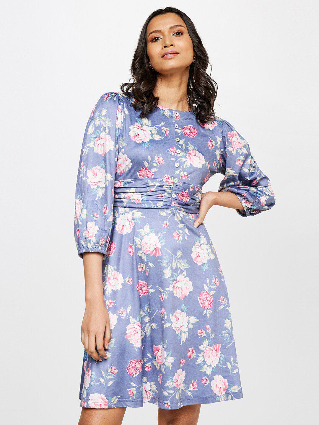 and women violet & pink floral dress