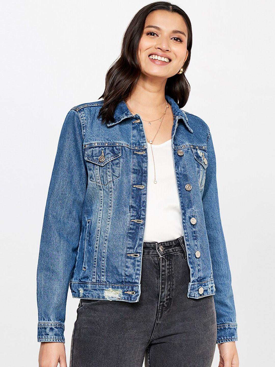 and women washed pure cotton denim jacket