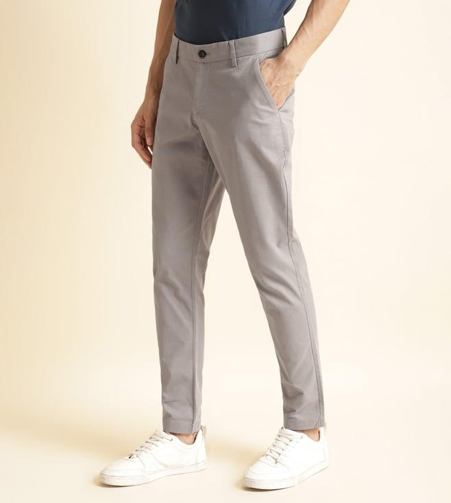 andamen grey men's embroidered chino - slim fit