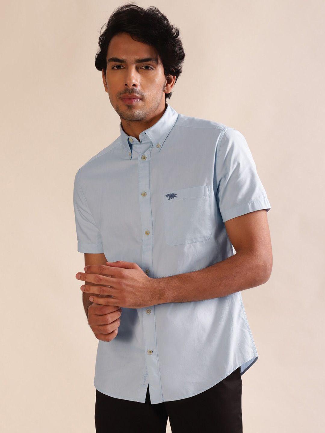 andamen premium slim fit button-down collar short sleeves cotton casual shirt