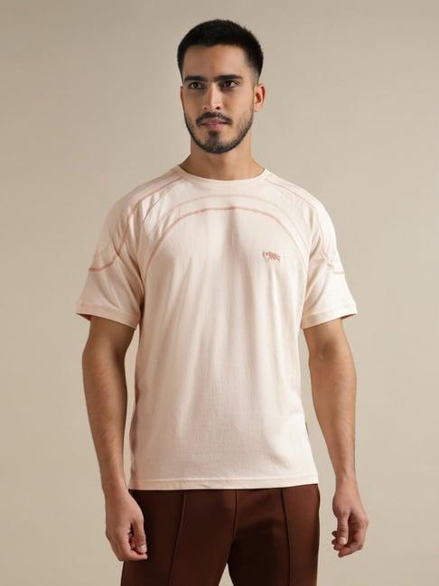 andamen beige regular fit printed t-shirt