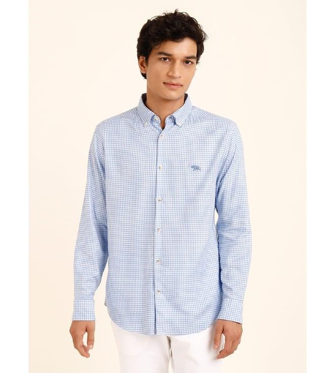 andamen blue checked regular fit shirt