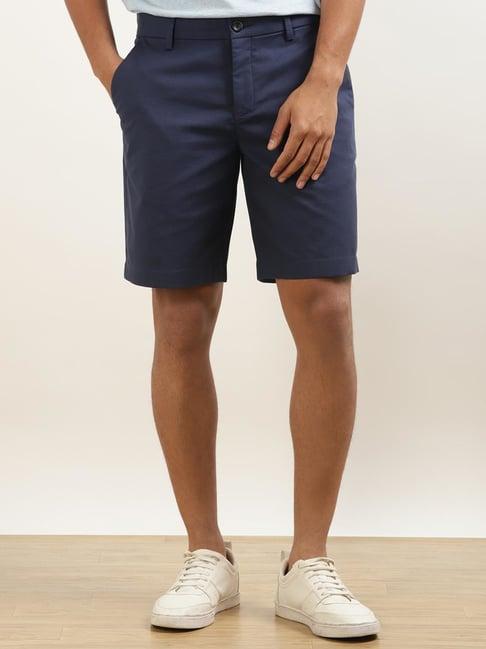 andamen blue cotton regular fit shorts