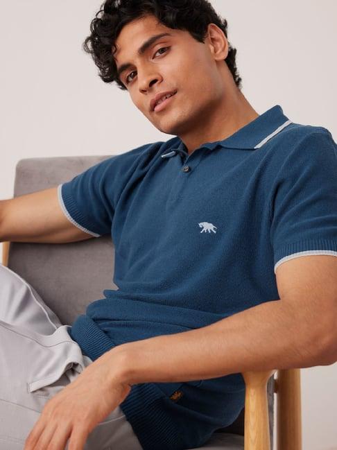 andamen blue regular fit polo t-shirt