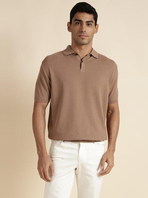 andamen brown regular fit polo t-shirt