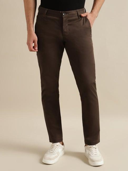 andamen brown slim fit chino trousers