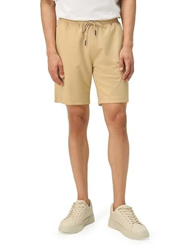 andamen casual men's beige adjustable waistband shorts (beige, xl)