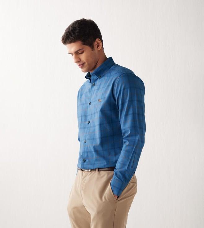 andamen deep lapis grid shirt - regular fit