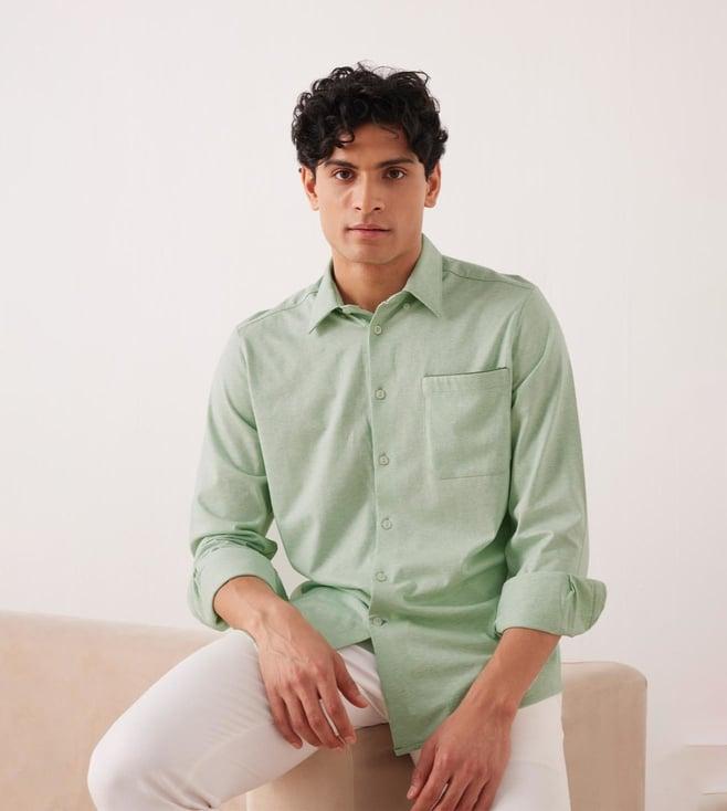 andamen green fernwood melange shirt - regular fit