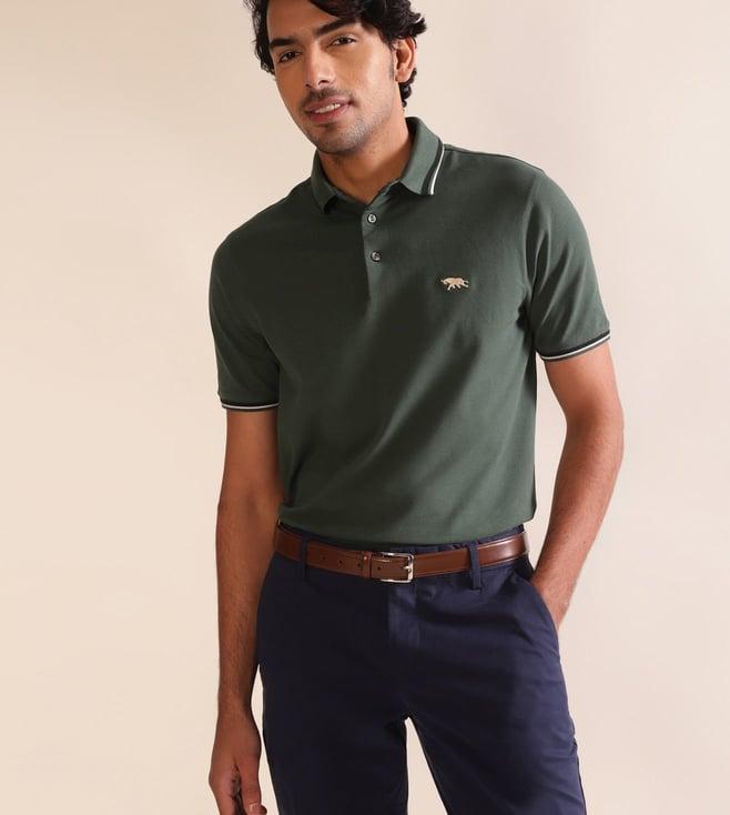 andamen green half sleeve tipping collar polo t-shirt - regular fit