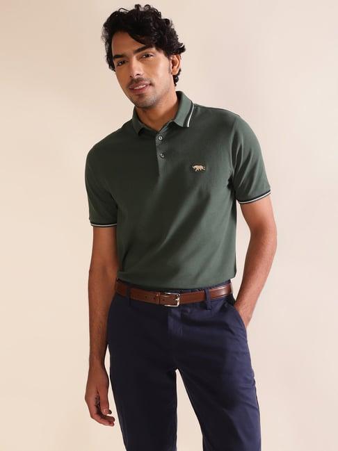 andamen green regular fit cotton polo t-shirt