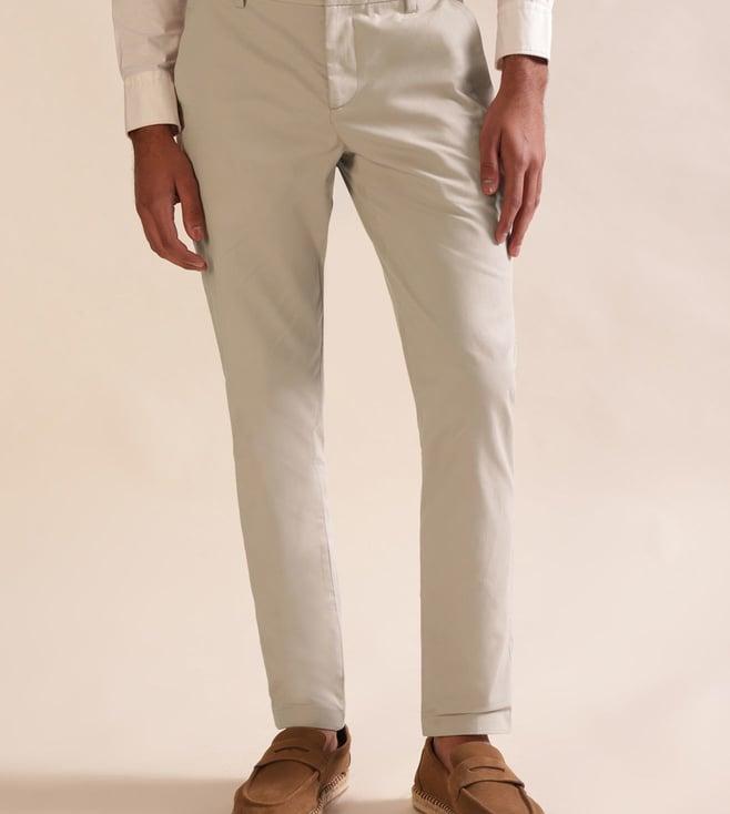 andamen grey embroidered stretchable chino - regular fit