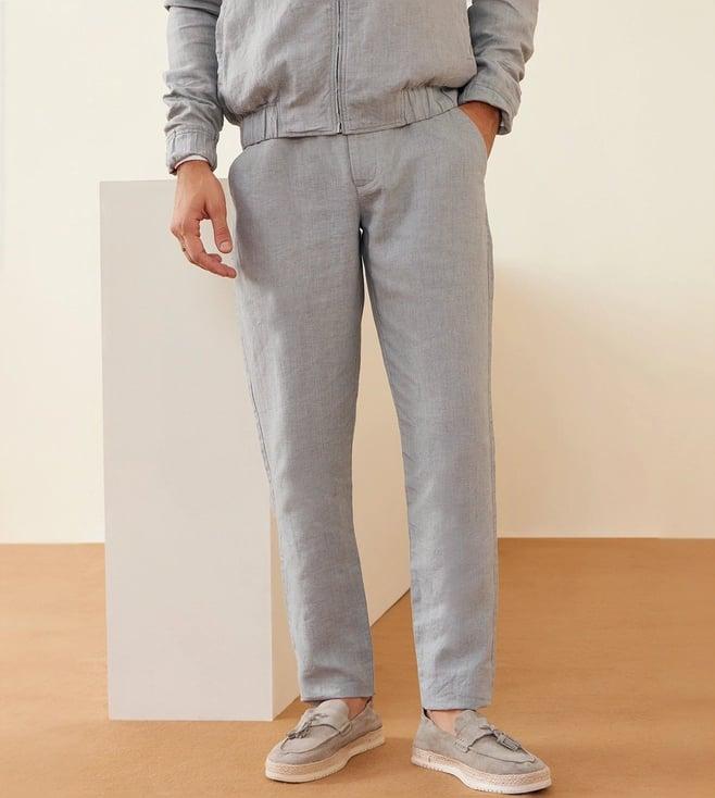 andamen grey rise casual men linen trouser