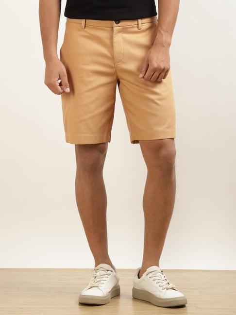 andamen khaki cotton regular fit shorts
