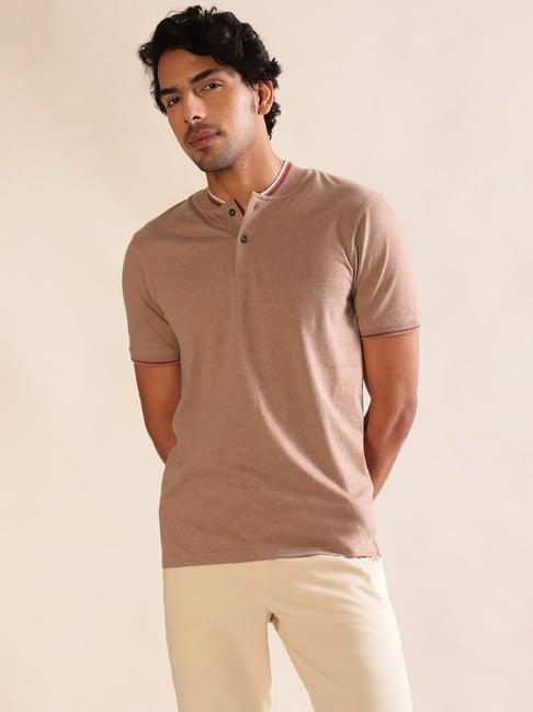 andamen khaki melange regular fit cotton t-shirt