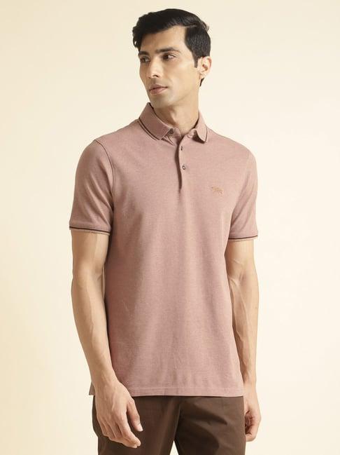 andamen khaki melange regular fit polo t-shirt