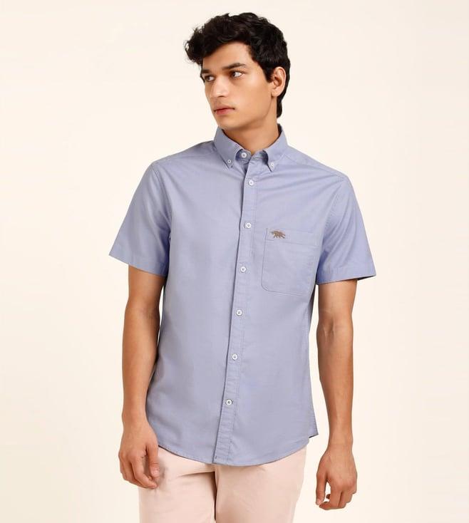 andamen lavender oxford cotton half sleeve shirt