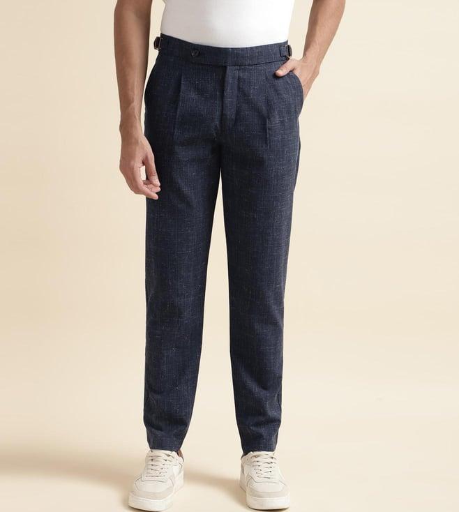 andamen men's navy dobby regular fit chino