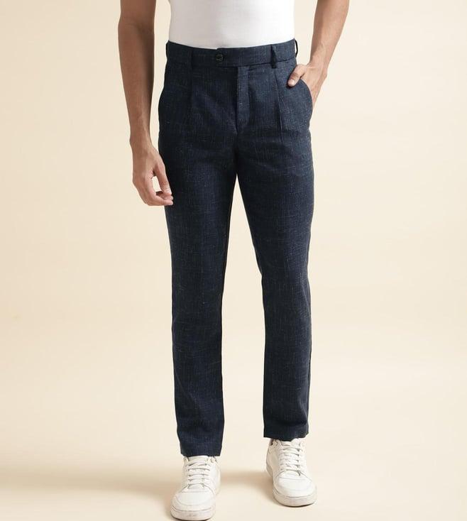 andamen men's navy dobby regular fit chino