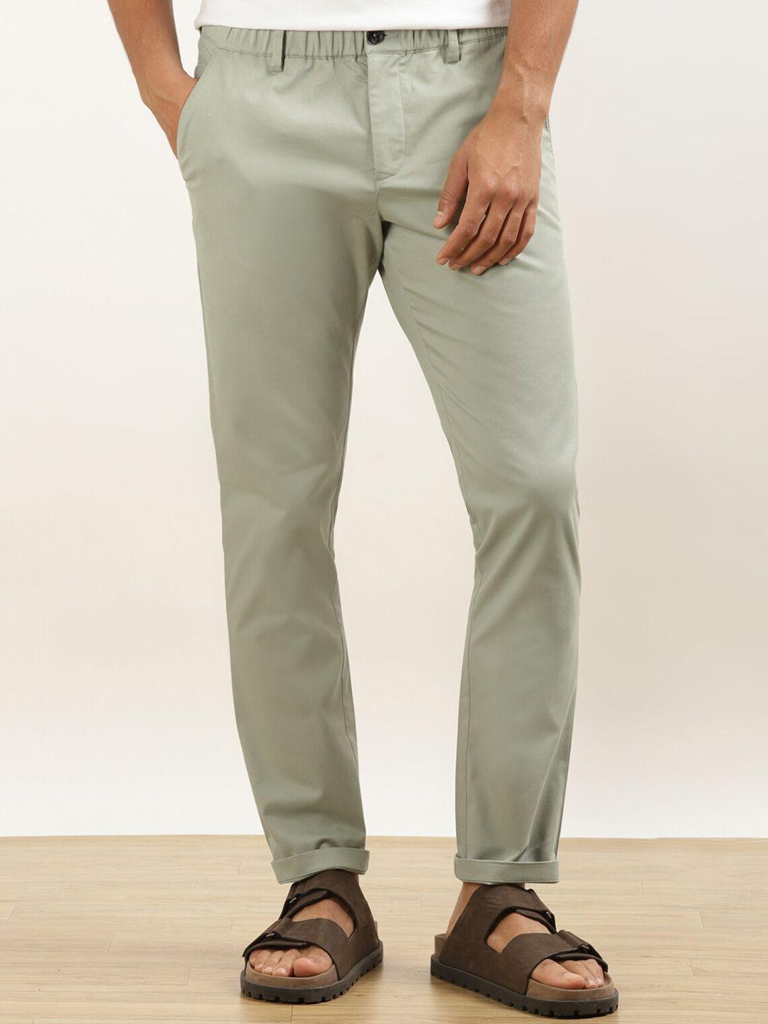 andamen men classic mid-rise cotton trousers