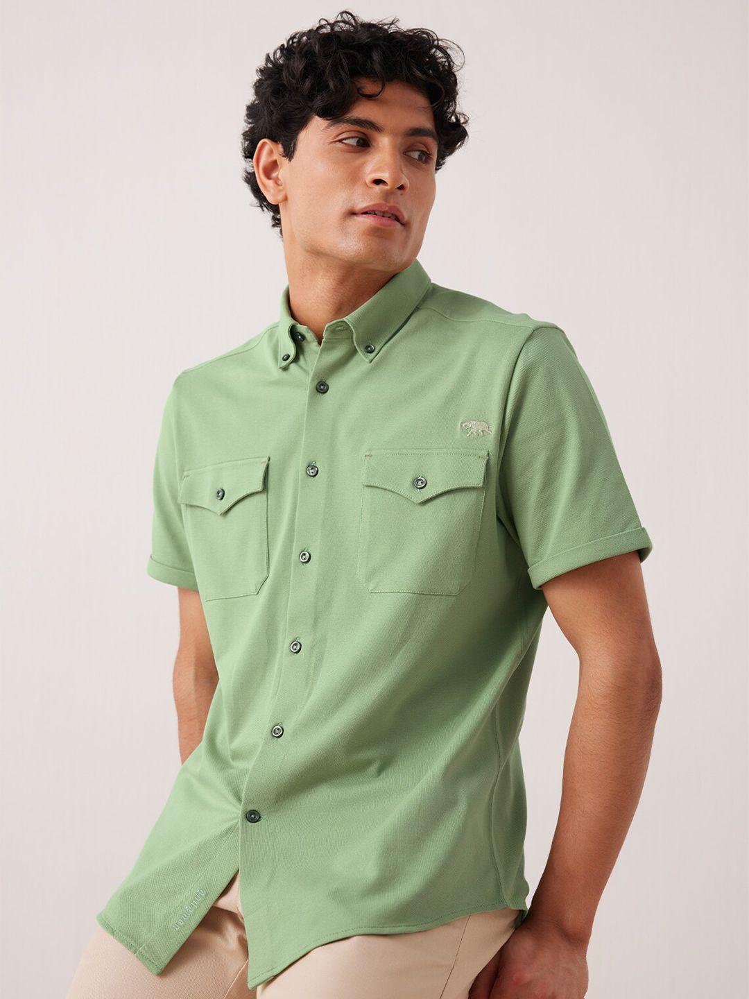 andamen men cotton button-down collar premium opaque casual shirt