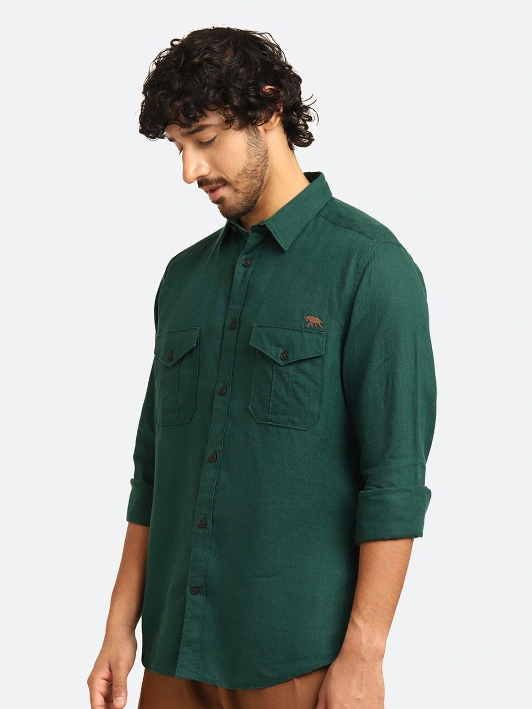 andamen men green premium opaque casual shirt