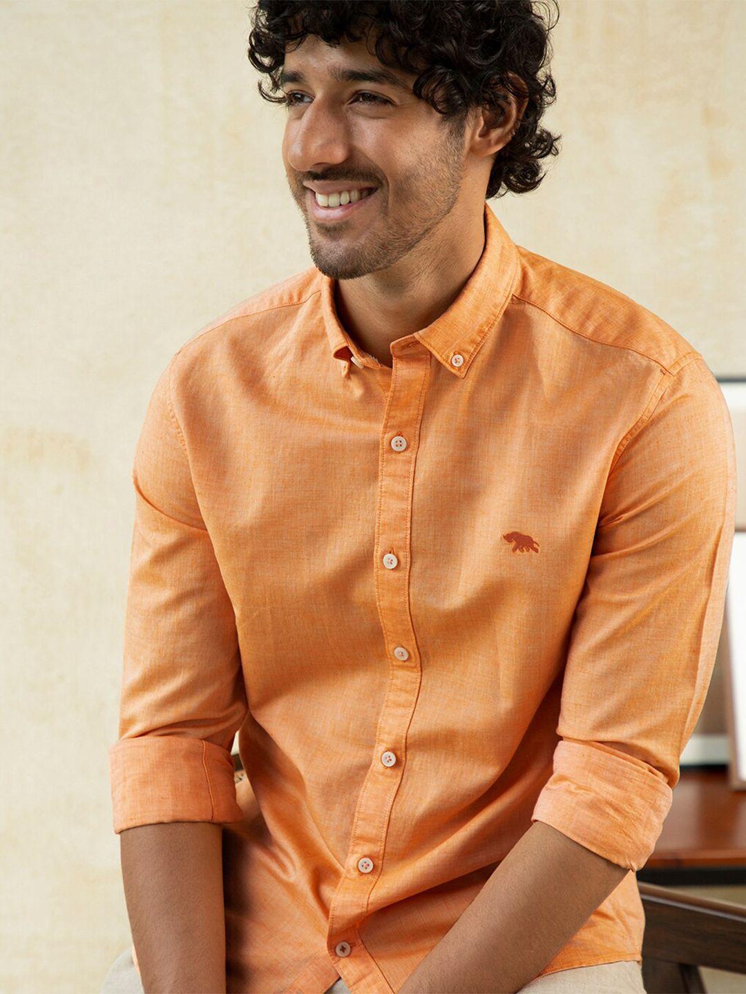 andamen men orange classic casual shirt