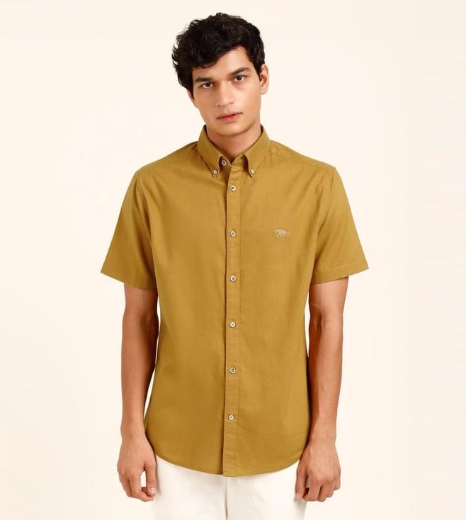 andamen mustard twenshine half sleeve solid shirt