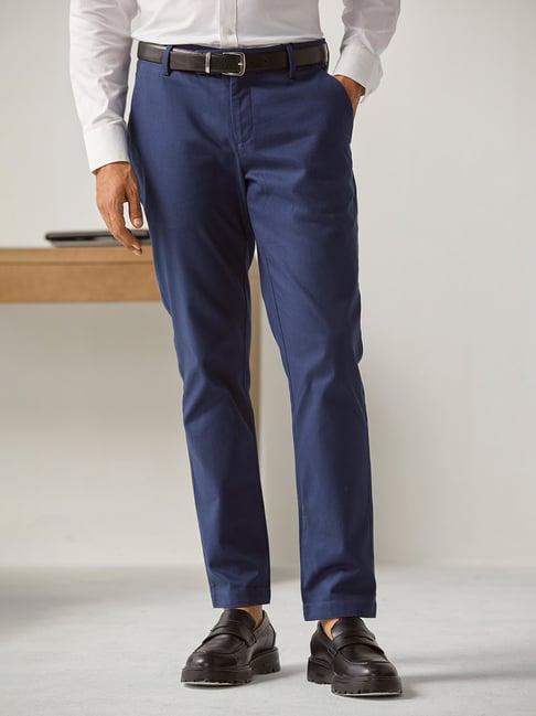 andamen navy regular fit textured chinos