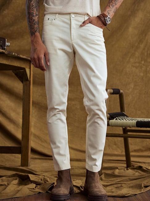 andamen off white regular fit lightly washed jeans