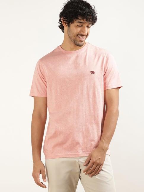 andamen pink cotton regular fit t-shirt