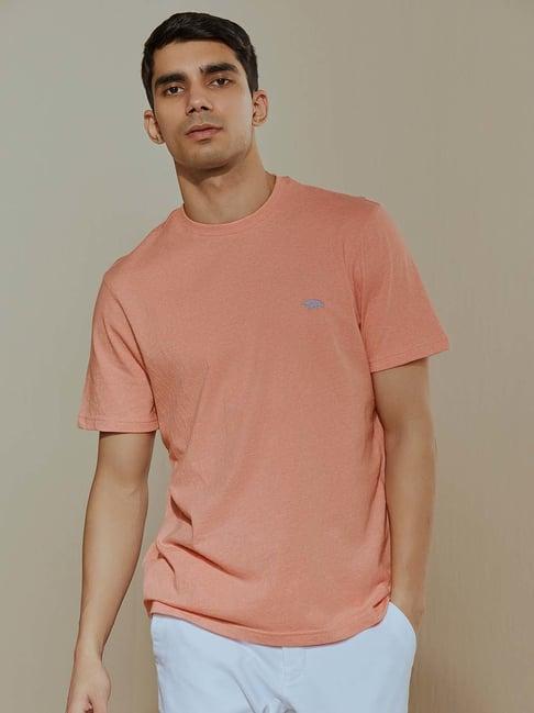 andamen pink melange regular fit crew t-shirt