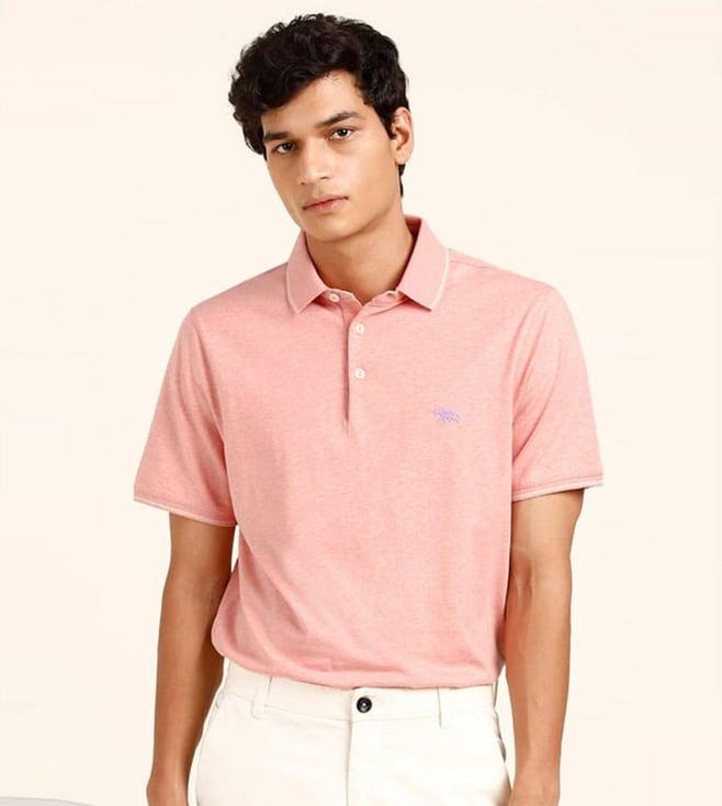 andamen pink melange single jersey polo t-shirt