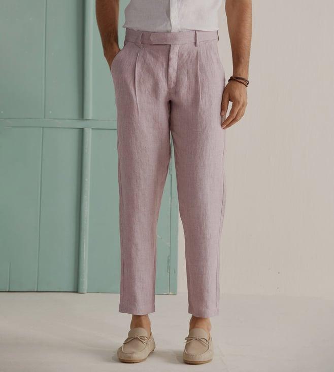 andamen pink rise men's linen pleated pants