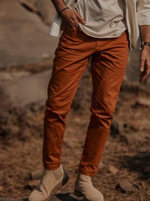 andamen rust regular fit stretchable chinos