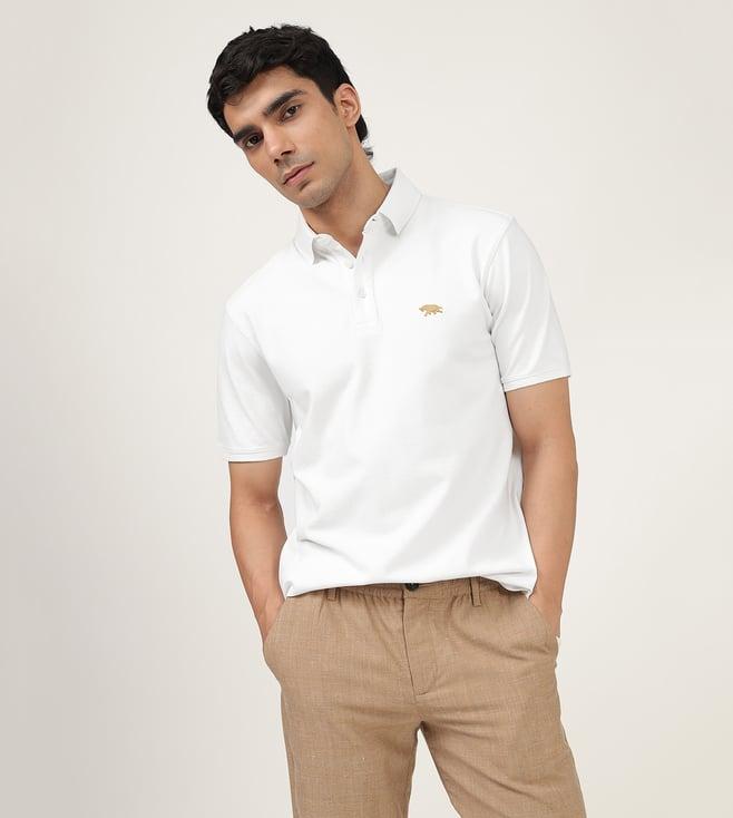 andamen signature white regular solid polo t-shirt