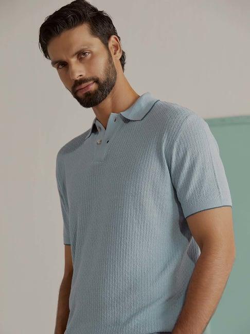 andamen sky blue regular fit polo t-shirt