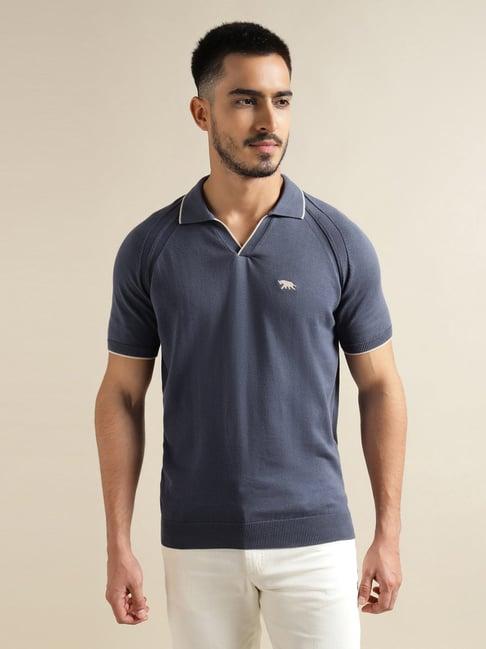 andamen slate grey regular fit polo t-shirt