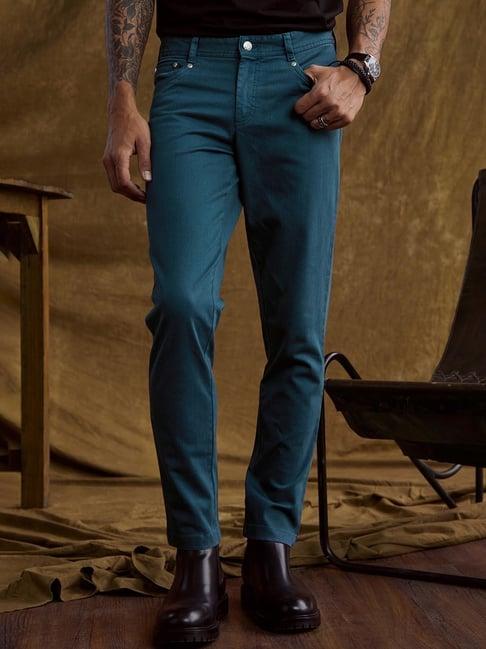 andamen teal regular fit lightly washed jeans