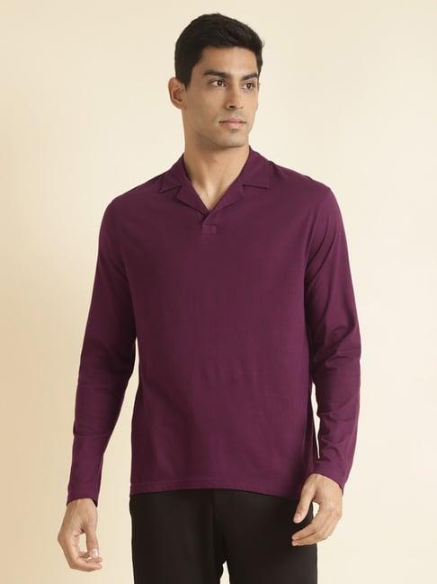 andamen violet regular fit cotton polo t-shirt