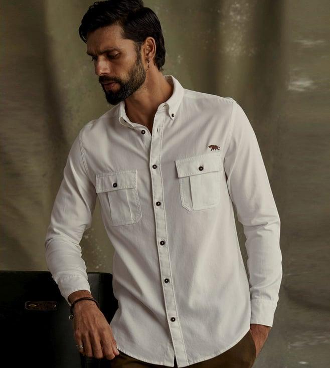 andamen white men escape twill full sleeve slim fit shirt