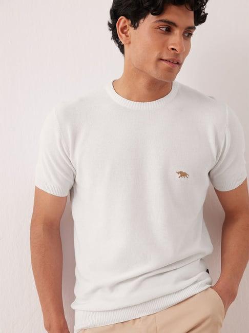 andamen white regular fit crew t-shirt