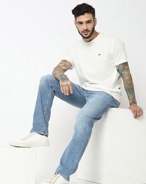 anders heavily washed slim fit jeans