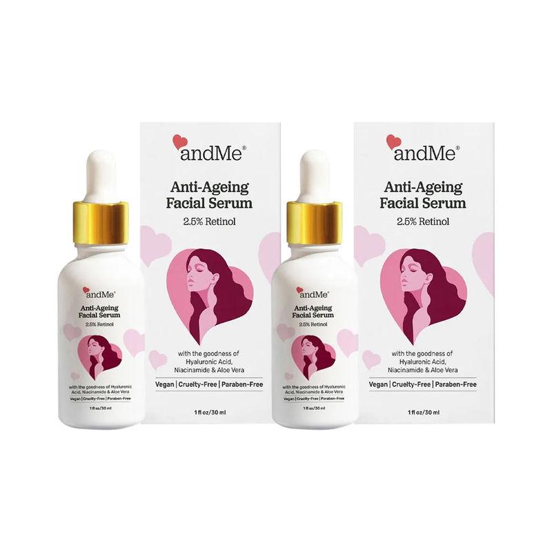 andme anti ageing serum 2.5% retinol facial serum - pack of 2